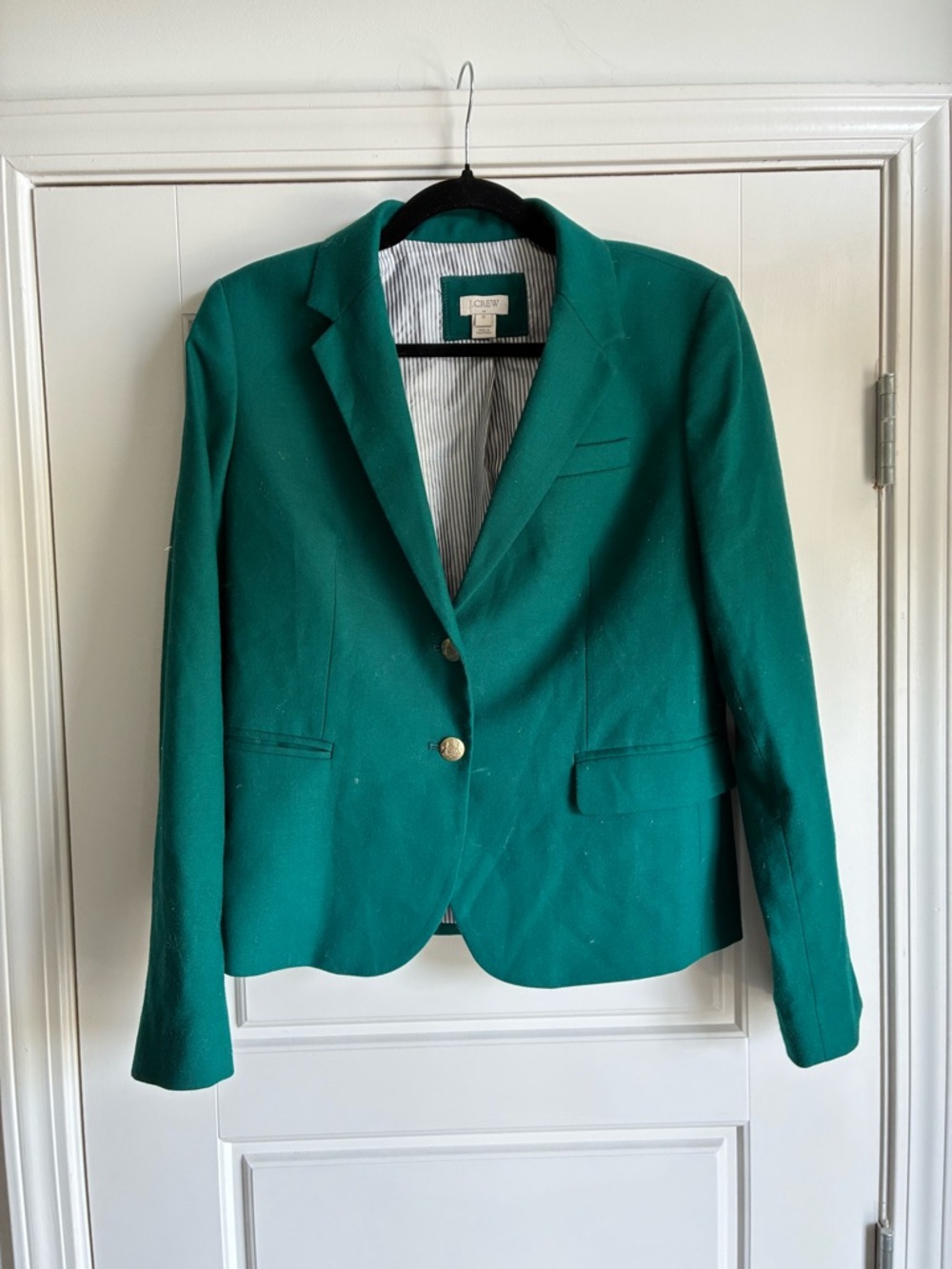 J. Crew Emerald Green Women's Blazer with Gold Buttons